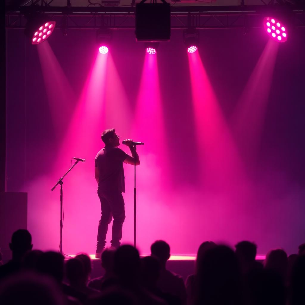 Karaoke singer on stage